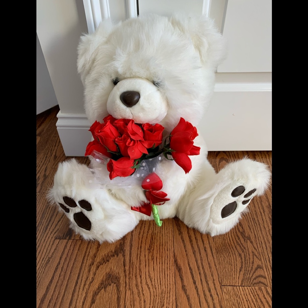 TL Toys White Bear with Roses